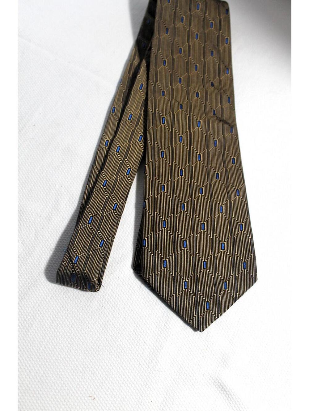 Vintage NAUTICA 4" Wide Silk Necktie, Brown & Blue
